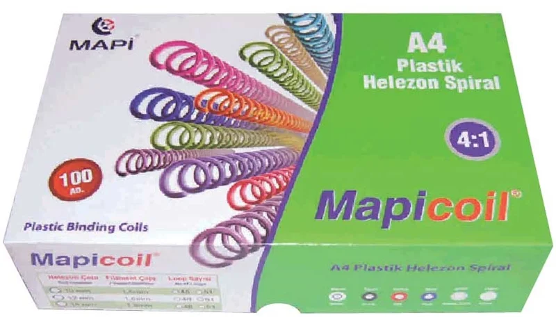 MAPİ SPİRAL PLASTİK HELEZON 4:1 12MM MAVİ 100 ADET 48 LOP 2351202