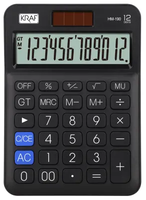 KRAF HESAP MAKİNESİ MASAÜSTÜ 12 HANE HM-190 BK SİYAH