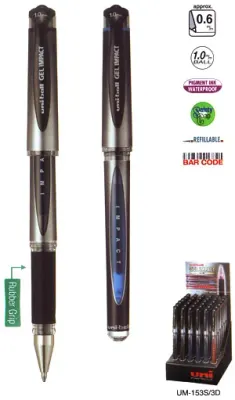 UNİ İMZA KALEMİ GEL IMPACT UM-153S/3D 1.0 36 LI SET