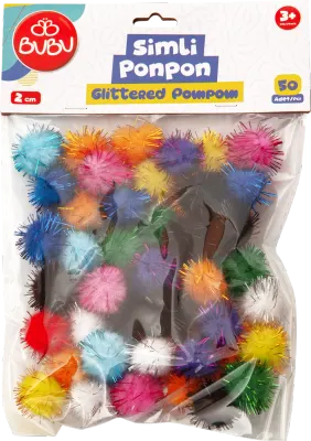 BU-BU PONPON SİMLİ 2CM 50'Lİ KARMA BUBU-PON005
