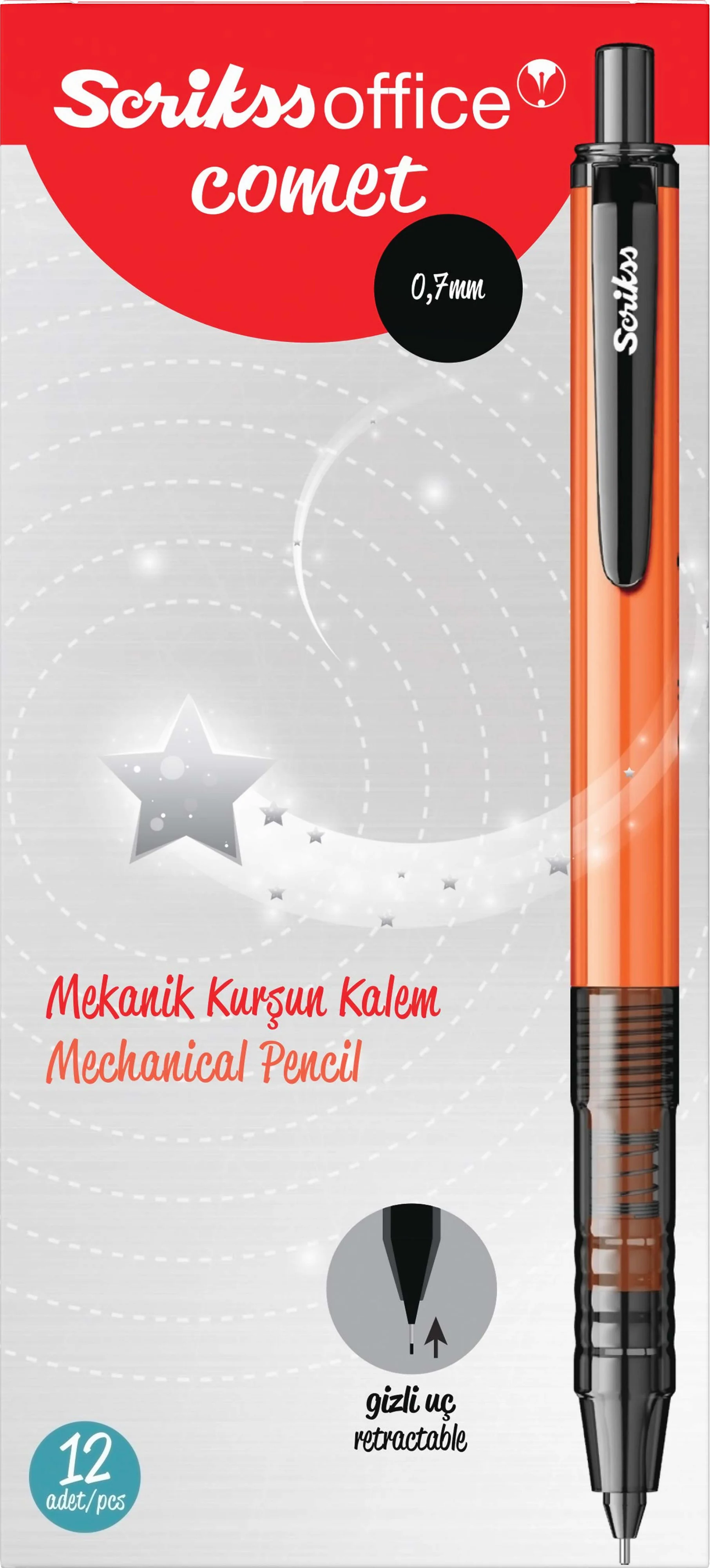 SCRIKSS OFFICE VERSATİL KALEM COMET 0.7 PEMBE 12 Lİ KUTU