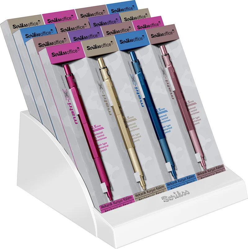 SCRIKSS OFFICE VERSATİL KALEM MATRI-X 0.5 16 LI STAND METALİK RENKLER