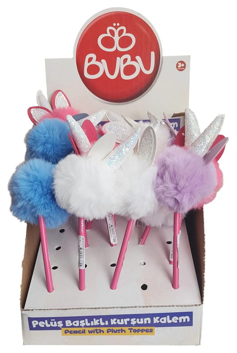 BU-BU KURŞUN KALEM PELÜŞ KALPLİ UNICORN BAŞLIKLI  25'Lİ BUBU-BKK008