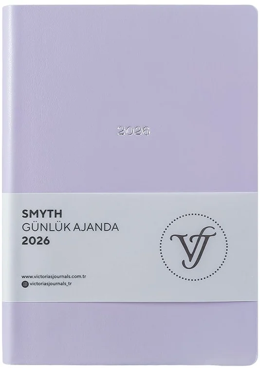 VJ AJANDA 2026 SMYTH GÜNLÜK A5 14X20,5CM IVORY 80 GR 416 SAYFA ESNEK KAPAK GÜMÜŞ YALDIZ KENAR LİLA 2