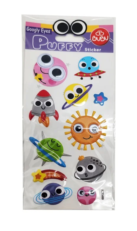 BU-BU GOOGLY EYES PUFFY STICKER GÖK CİSİMLERİ 9X21 BUBU-SWP-2604