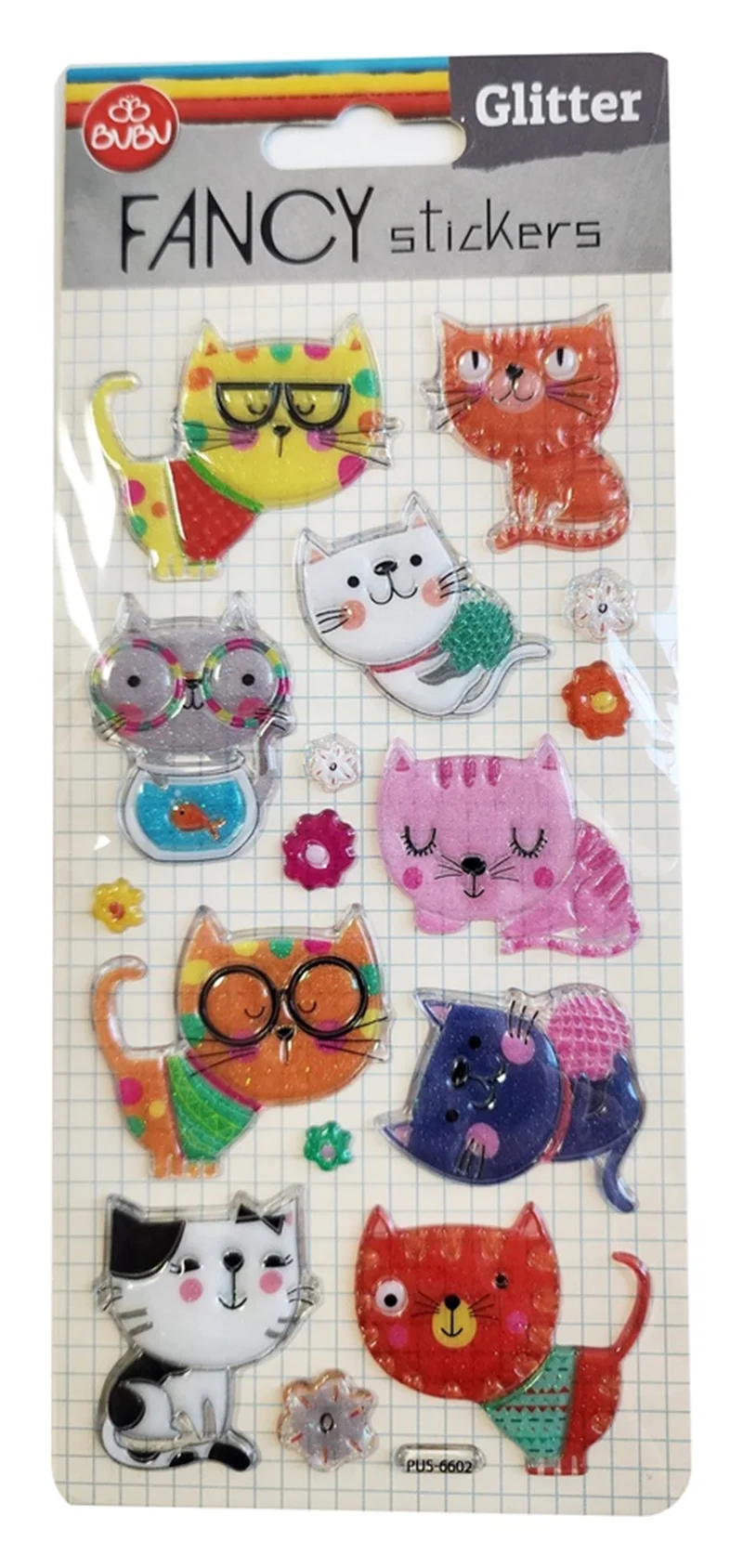 BU-BU DAMLA STICKERS GLITTER KEDİ 9X20 BUBU-PUS-6602