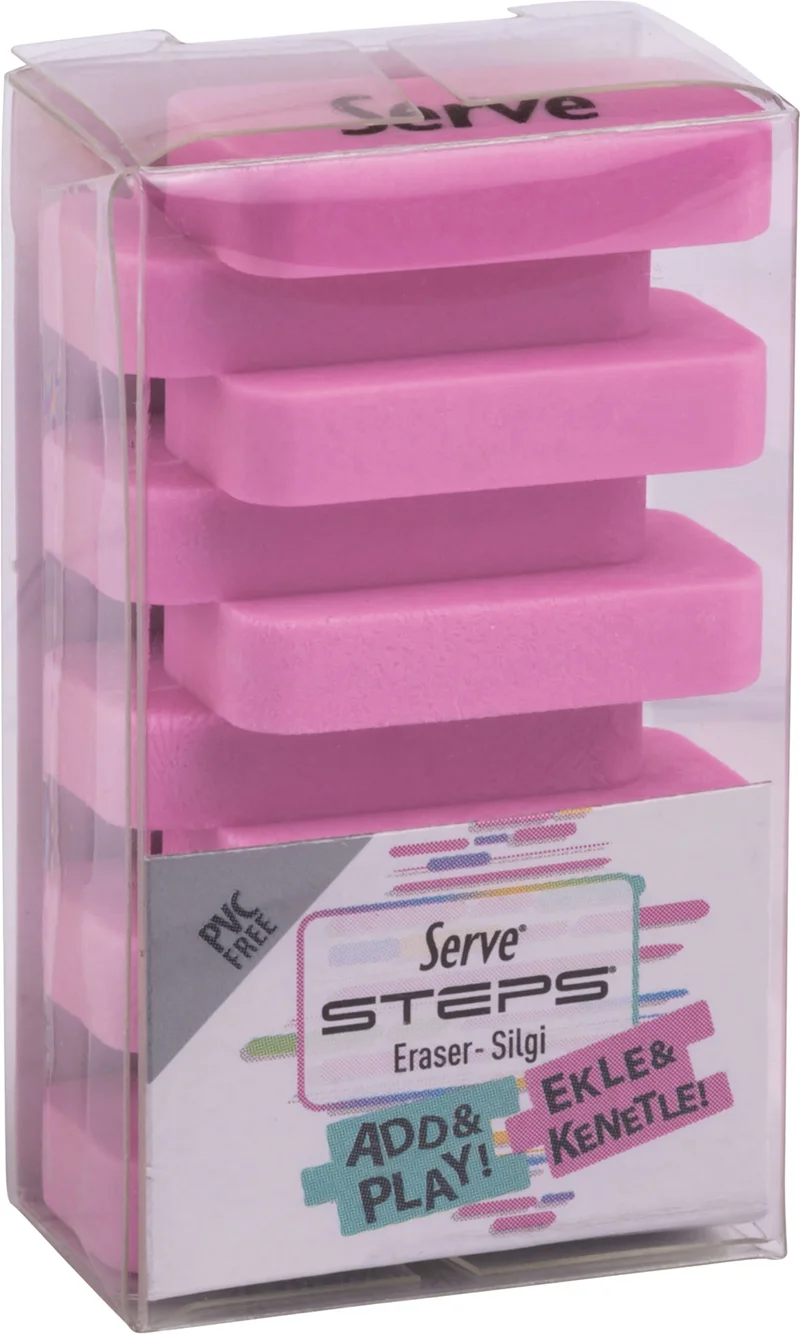 SERVE STEPS SİLGİ PASTEL SEKER PEMBESI TEKLİ PET SV-STEPSSGP1SP