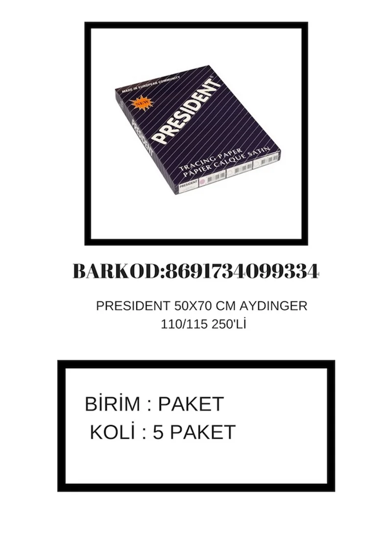 PRESIDENT AYDINGER 50x70 110/115 GR 250 Lİ