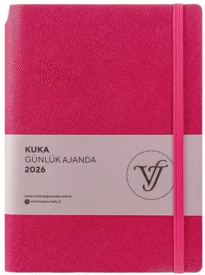 VJ AJANDA 2026 KUKA GÜNLÜK A5 14X20,5CM IVORY 80 GR 416 SAYFA ESNEK KAPAK RENKLİ KENAR LASTİKLİ CEPL