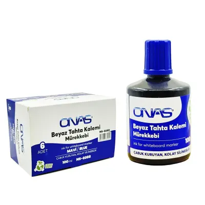 ONAS BEYAZ TAHTA KALEM  MÜREKKEBİ 100ML MAVİ NS6088M