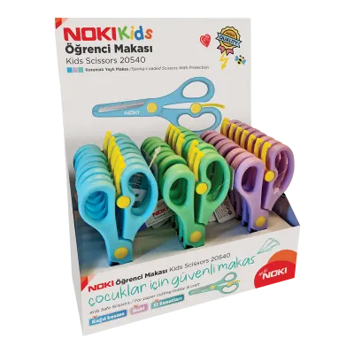 NOKİ ÖĞRENCİ MAKASI PLS. KORUMALI KÜT UÇLU YAYLI 20540