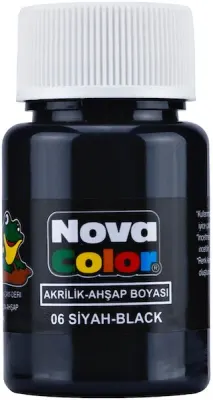 NOVA COLOR AKRİLİK BOYA ŞİŞE 30 CC SİYAH NC-174