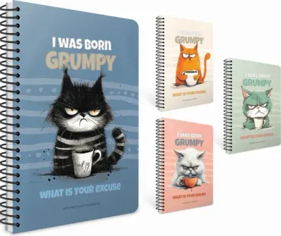 GIPTA DEFTER GRUMPY NOTES A6 SPİRALLİ PRESSBOARD KAPAK 80 YP ÇİZGİLİ 7601