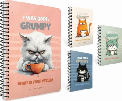 GIPTA DEFTER GRUMPY A5 SPİRALLİ SERT KAPAK 100 YP KARELİ 7443