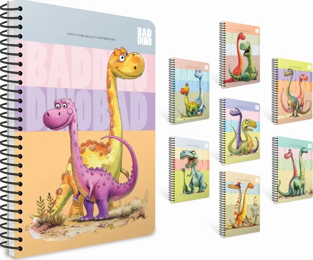 GIPTA DEFTER BAD DINO A6 SPİRALLİ KARTON KAPAK 80 YP ÇİZGİLİ 7663