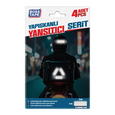 BOSS TAPE YAPIŞKANLI YANSITICI ŞERİT 3x8 CM 4 ADET BEYAZ BT-09037