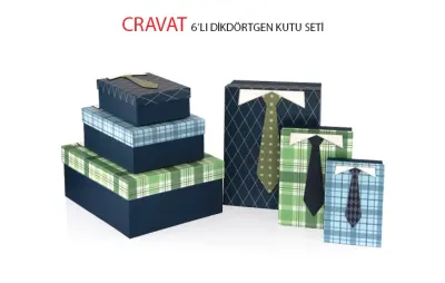 GIPTA KUTU SETİ CRAVAT 6 LI DİKDÖRTGEN BX28030