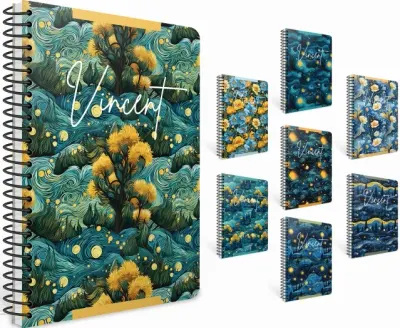 GIPTA DEFTER VINCENT 20x28 SPİRALLİ PRESSBOARD KAPAK 80 YP KARELİ 7707