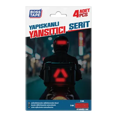 BOSS TAPE YAPIŞKANLI YANSITICI ŞERİT 3x8 CM 4 ADET KIRMIZI BT-09035