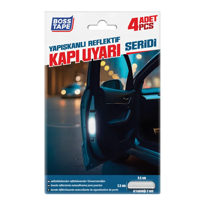 BOSS TAPE YAPIŞKANLI REFLEKTİF KAPI UYARI ŞERİDİ 25x95 MM 4 ADET BT-09038