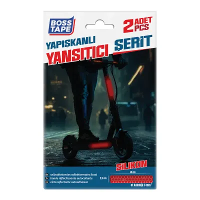 BOSS TAPE YAPIŞKANLI YANSITICI ŞERİT 2.5x14 CM 2 ADET BT-09034
