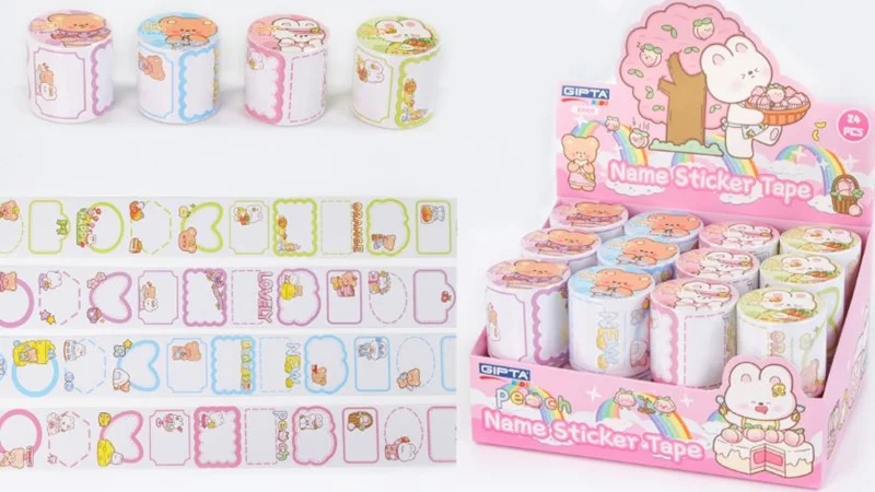 GIPTA STICKER CANDY RULO ETİKET 4.5 CM x 2 MT 4 TASARIM MIX K8909