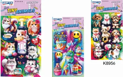 GIPTA STICKER TINY ANIMALS SİMLİ 10.9x20.5 CM ART 2 K8956