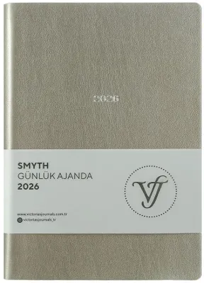 VJ AJANDA 2026 SMYTH GÜNLÜK A5 14X20,5CM IVORY 80 GR 416 SAYFA ESNEK KAPAK GÜMÜŞ YALDIZ KENAR GÜMÜŞ