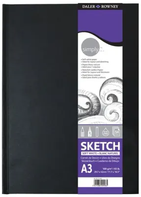 DALER ROWNEY SKETCH ESKİZ DEFTERİ SIMPLY SERİSİ SERT KAPAK A3 100 GR 54 SF SOFT BEYAZ 482154300