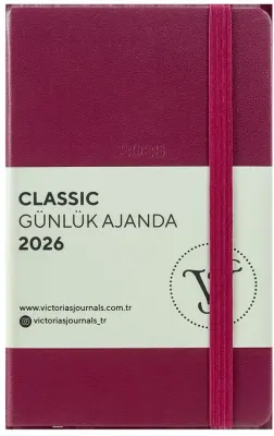 VJ AJANDA 2026 CLASSİC GÜNLÜK 9X14 CM SERT KAPAK IVORY 70 GR 384 SAYFA CEPLİ LASTİKLİ KIRMIZI 226-24