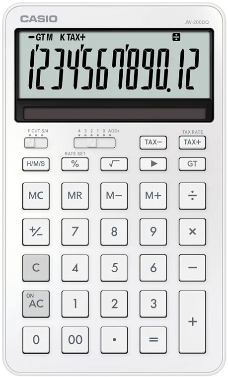 CASIO HESAP MAKİNESİ MASAÜSTÜ JW-200DQ-WE-W-DP