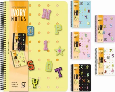 GIPTA DEFTER IVORY NOTES A4 SPİRALLİ PP KAPAK 80 YP KARELİ 7816