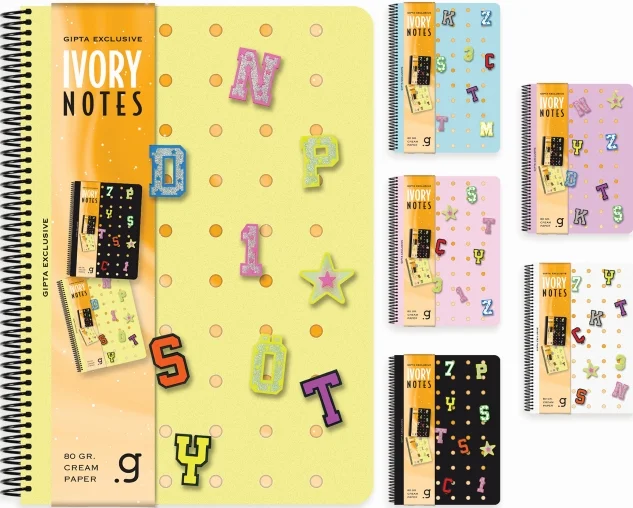 GIPTA DEFTER IVORY NOTES A4 SPİRALLİ PP KAPAK 80 YP KARELİ 7816