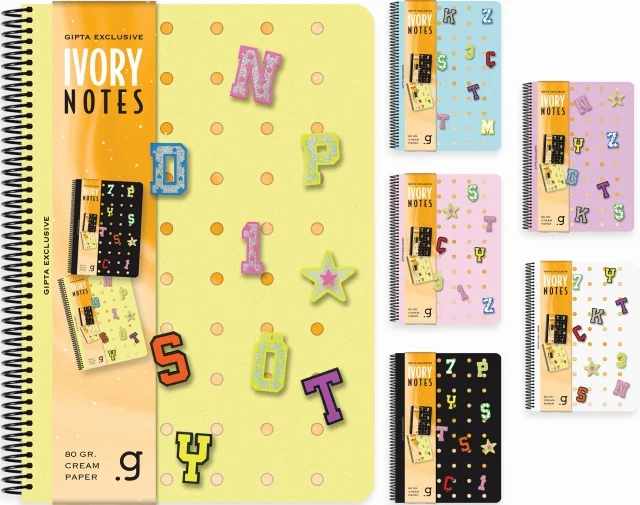 GIPTA DEFTER IVORY NOTES A5 SPİRALLİ PP KAPAK 80 YP KARELİ 7818