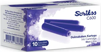 SCRIKSS DOLMA KALEM  KARTUŞU 10x6 LI PAKET MAVİ