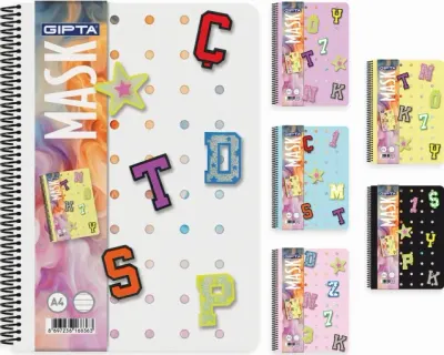 GIPTA DEFTER MASK A5 SPİRALLİ PP KAPAK 72 YP KARELİ 7824