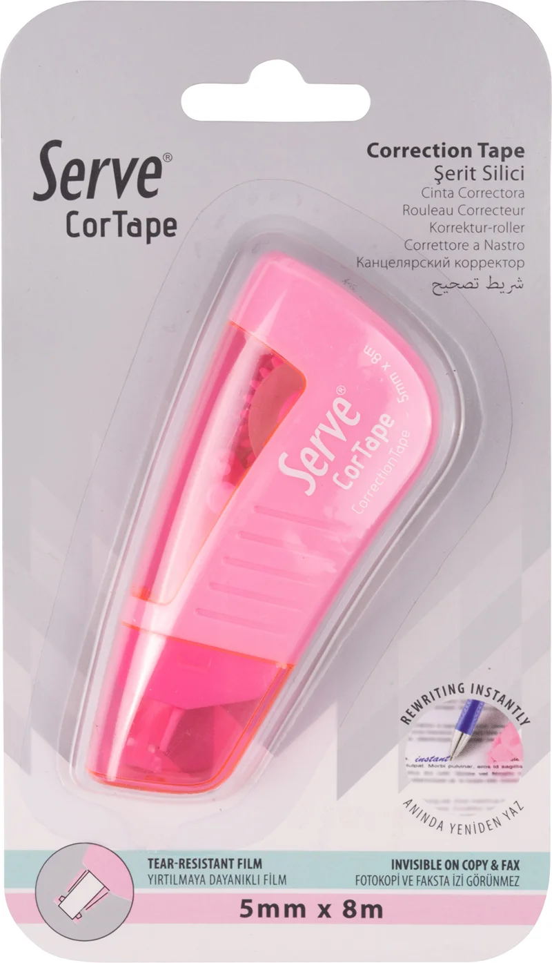 SERVE CORTAPE ŞERİT SİLİCİ 5MM*8MT ŞEKER PEMBESİ TEKLİ BLİSTER SV-BCTAPE1SP
