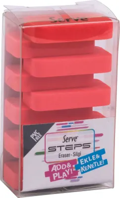SERVE STEPS SİLGİ FOSFORLU KIRMIZI TEKLİ PET SV-STEPSSGP1FK