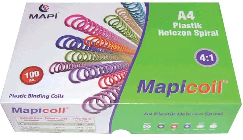 MAPİ SPİRAL PLASTİK HELEZON 4:1 12MM KIRMIZI 100 ADET 48 LOP 2351203