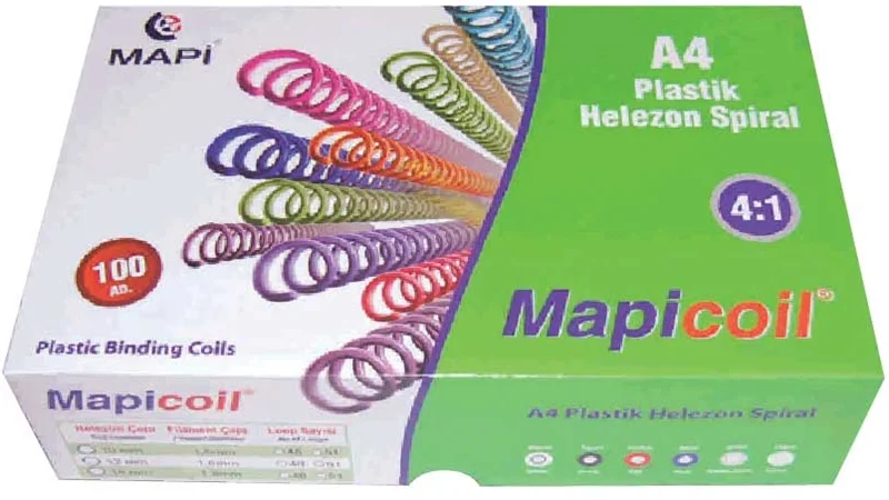 MAPİ SPİRAL PLASTİK HELEZON 4:1 12MM ŞEFFAF 100 ADET 48 LOP 2351204