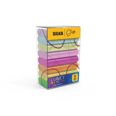 SİLKA CURVED RAINBOW NEON SİLGİ 8 Lİ SG.51 (Best)