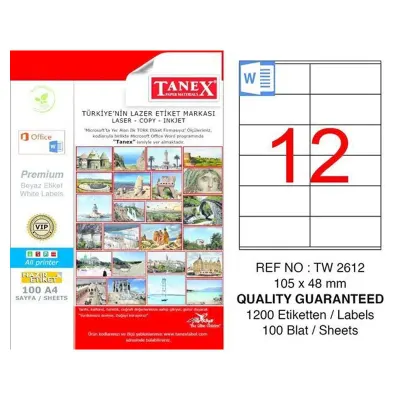 TANEX 105x48 LASER ETİKET TW-2612 (Best)