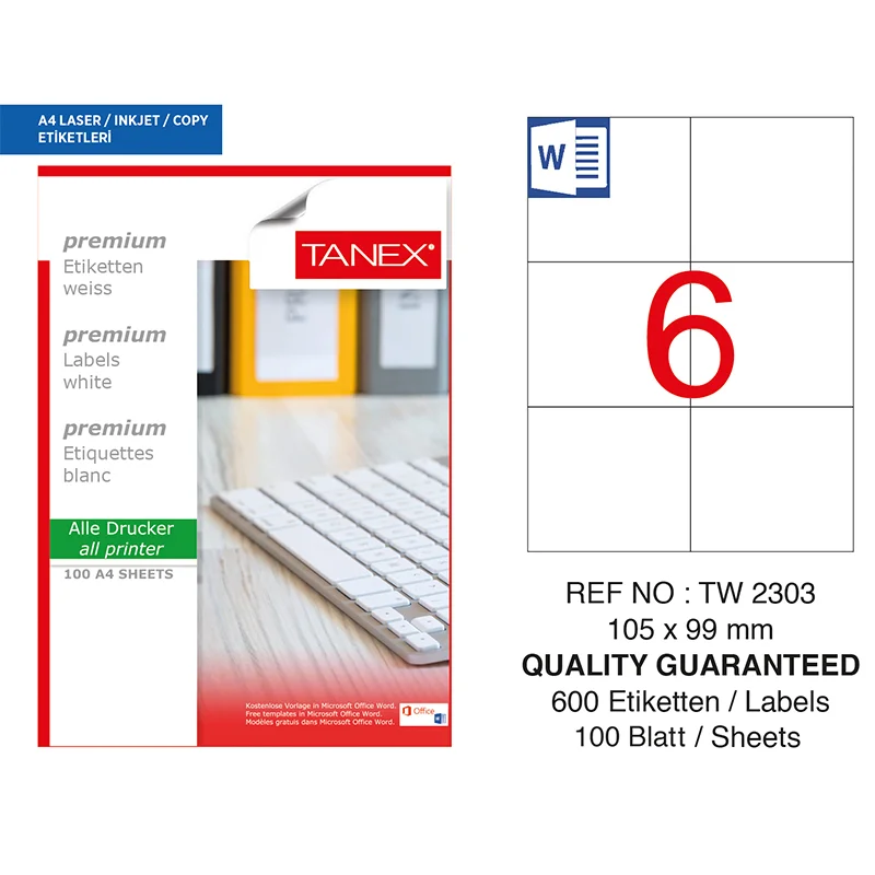 TANEX 105x99 LASER ETİKET TW-2303