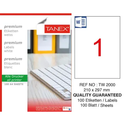 TANEX 210x297 A4 LASER ETİKET TW-2000 (Best)