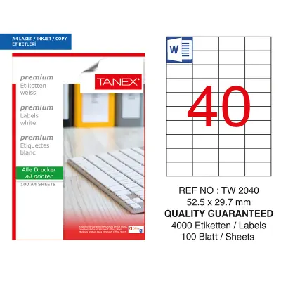 TANEX 52,5x29.7 LASER ETİKET TW-2040 (Best)