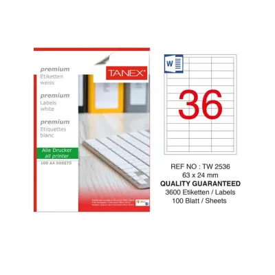 TANEX 63x24 LASER ETİKET TW-2536 (Best)