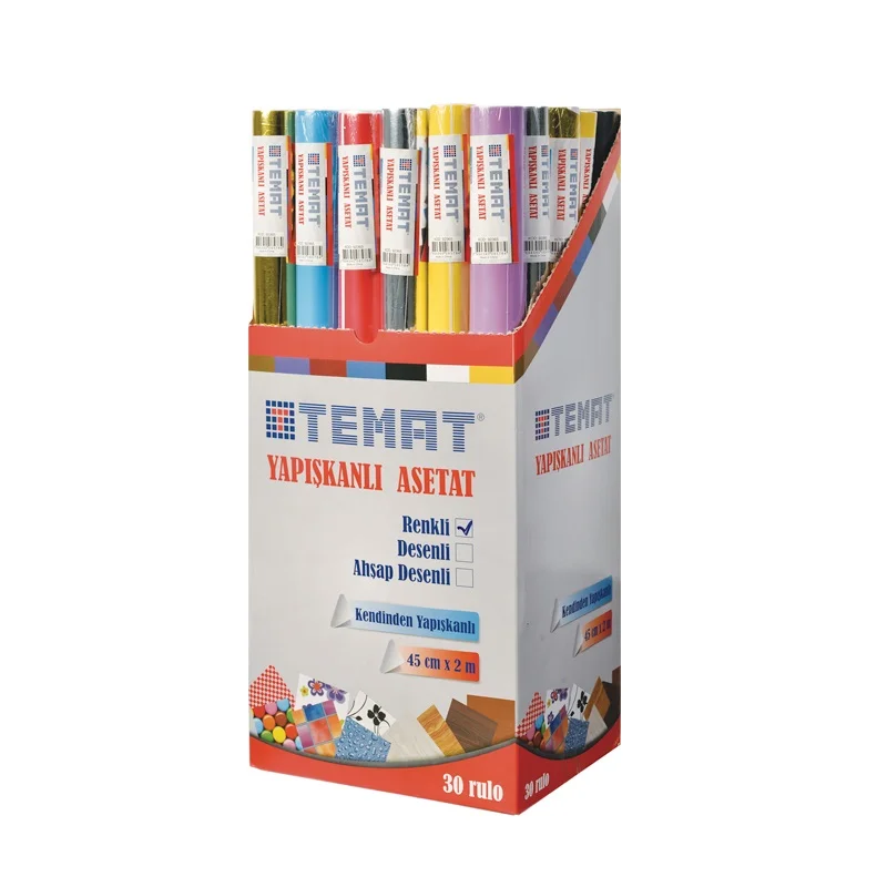 TEMAT 45 cm x 2 mt RENKLİ YAPIŞKANLI ASETAT 92365 (Best)