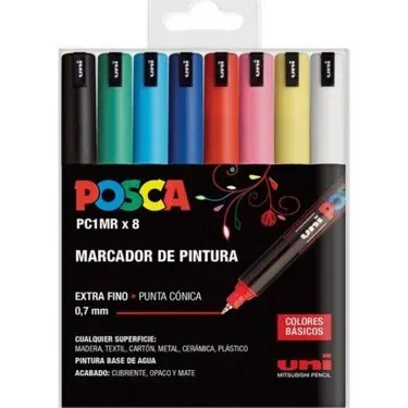 UNİ-BALL PC-1MR POSCA SU BAZLI MARKER 8 Lİ SET 0.7 (Best)