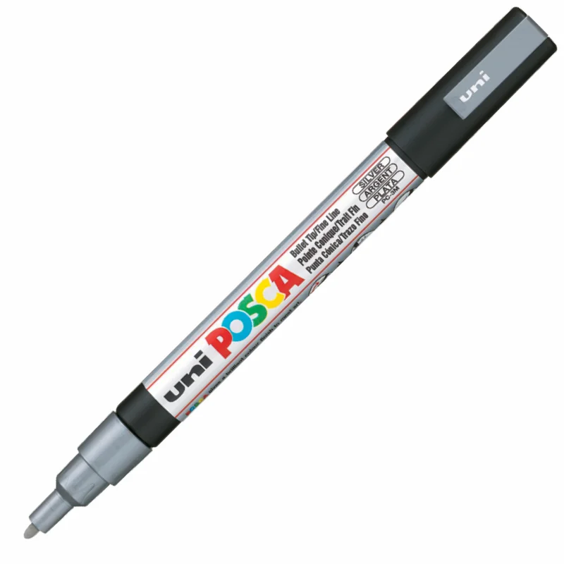 UNİ-BALL PC-3M POSCA SU BAZLI MARKER GÜMÜŞ 0.9