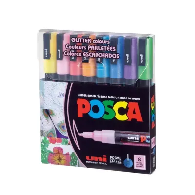 UNİ-BALL PC-3ML/8C GC SET SİMLİ 8 Lİ POSCA SU BAZLI MARKER (Best)